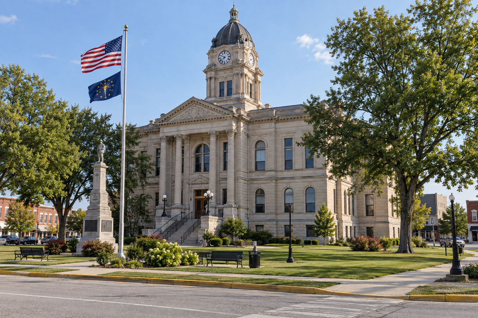 Indiana county courthouse exterior representing civil claim and filing issues following an injury in Tippecanoe County.