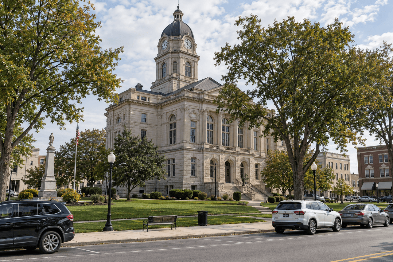 Knox County civic streetscape illustrating why location and filing deadlines matter in an Indiana wrongful death claim.