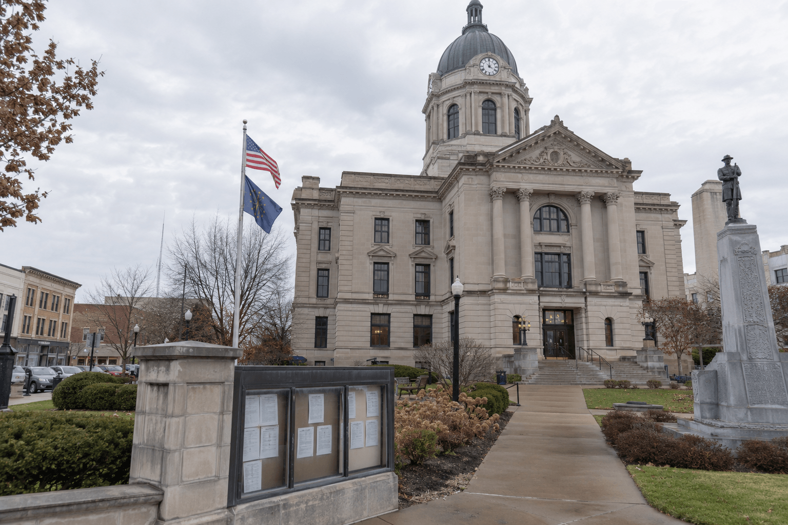 Kosciusko County courthouse setting relevant to Indiana injury claims arising from crashes in the county.