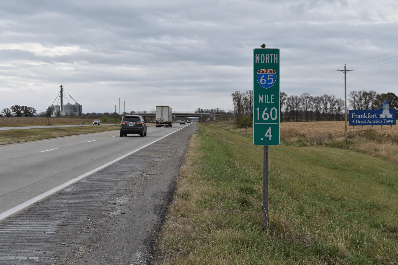Interstate 65 roadside near Frankfort in Clinton County, the area of the reported fatal rollover.