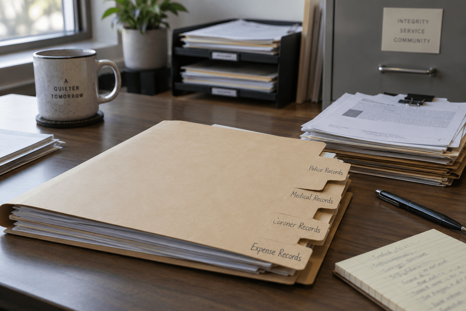 Organized public records and expense documents that families may preserve after a fatal shooting investigation in Indiana.