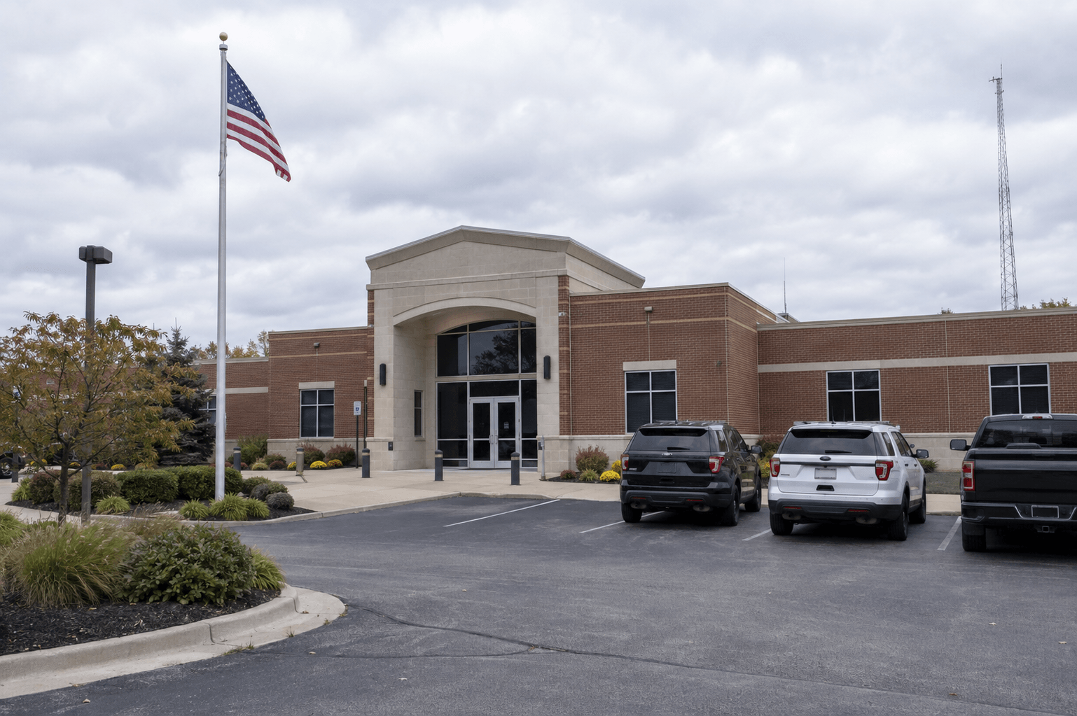 Indiana county sheriff's office exterior representing the crash report and ongoing investigation in Dearborn County.