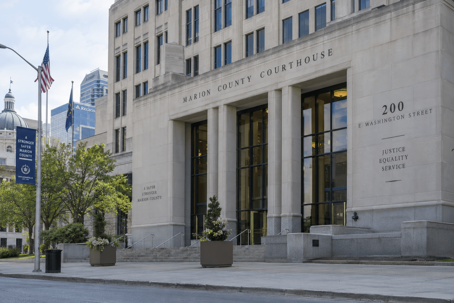 Marion County courthouse exterior in Indianapolis, relevant to potential civil claims arising from an injury in the county.