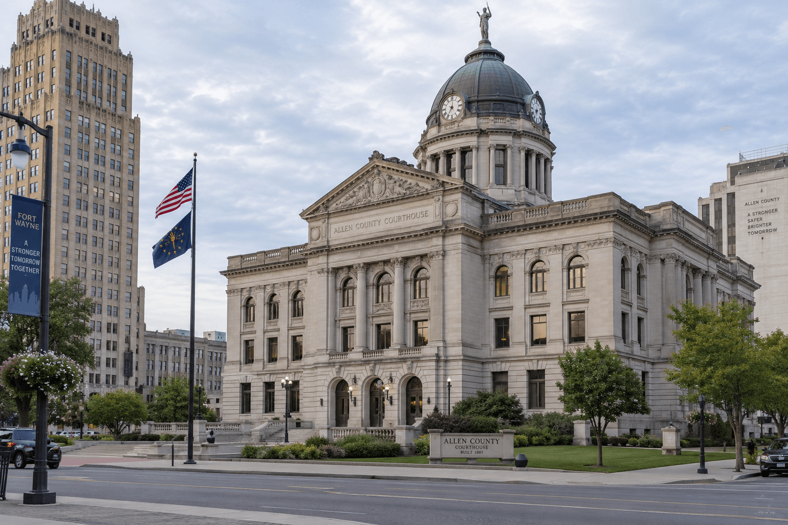 Allen County courthouse exterior in Fort Wayne, where the criminal case connected to the Hanna and Oxford streets shooting was heard.