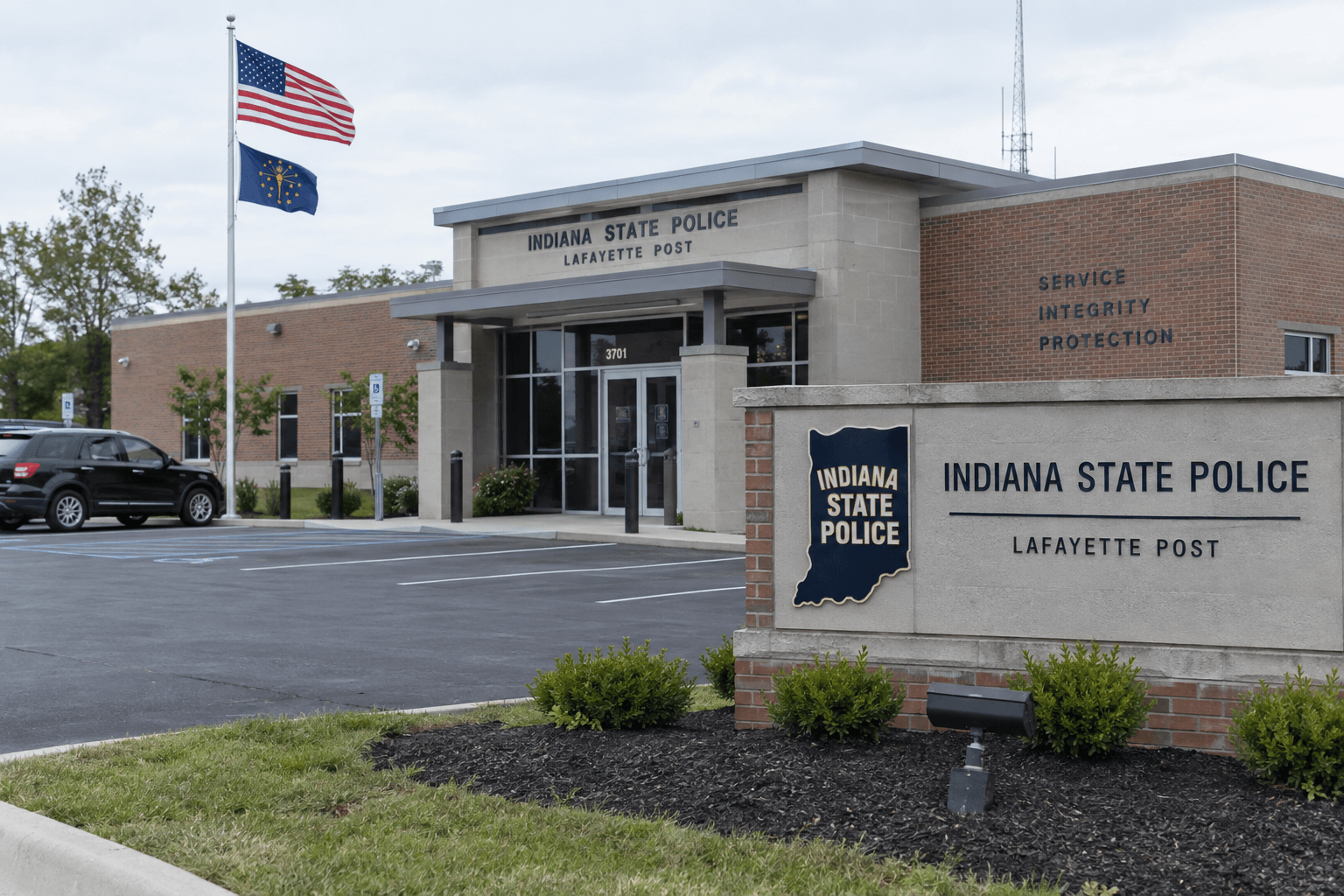 Indiana State Police office exterior representing the agency investigating the fatal I-74 crash near Jamestown.