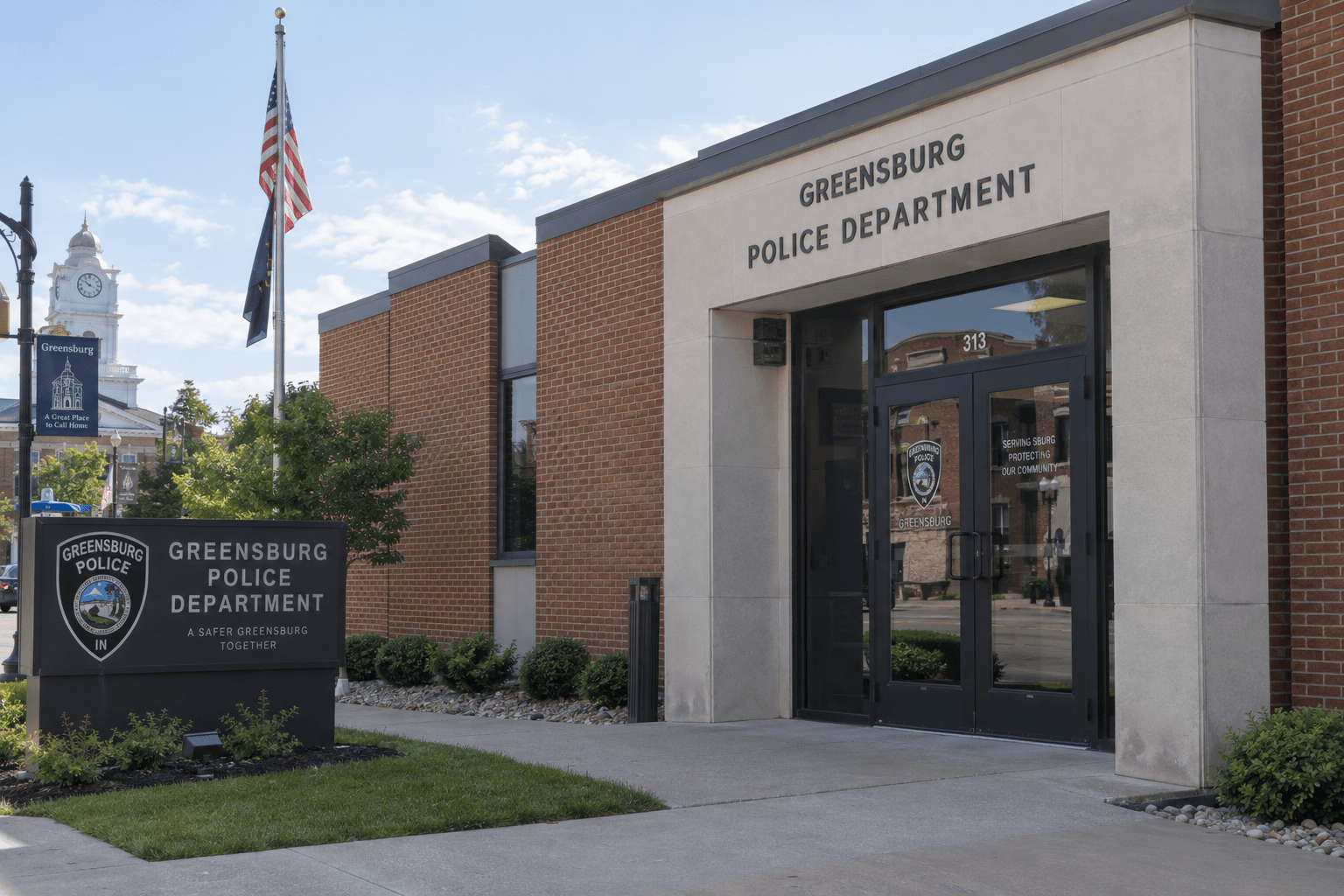 Greensburg Police Department exterior, the agency that led the response to the Decatur County e-bike crash.