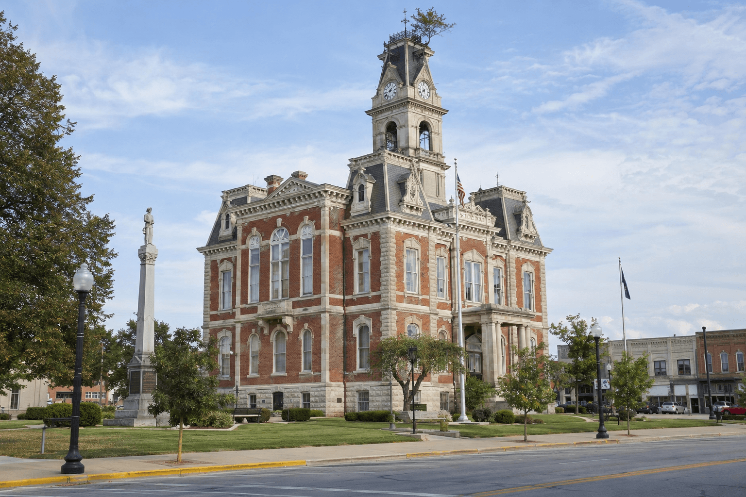 Decatur County courthouse in Greensburg, providing local context for an Indiana injury claim arising from the reported e-bike crash.