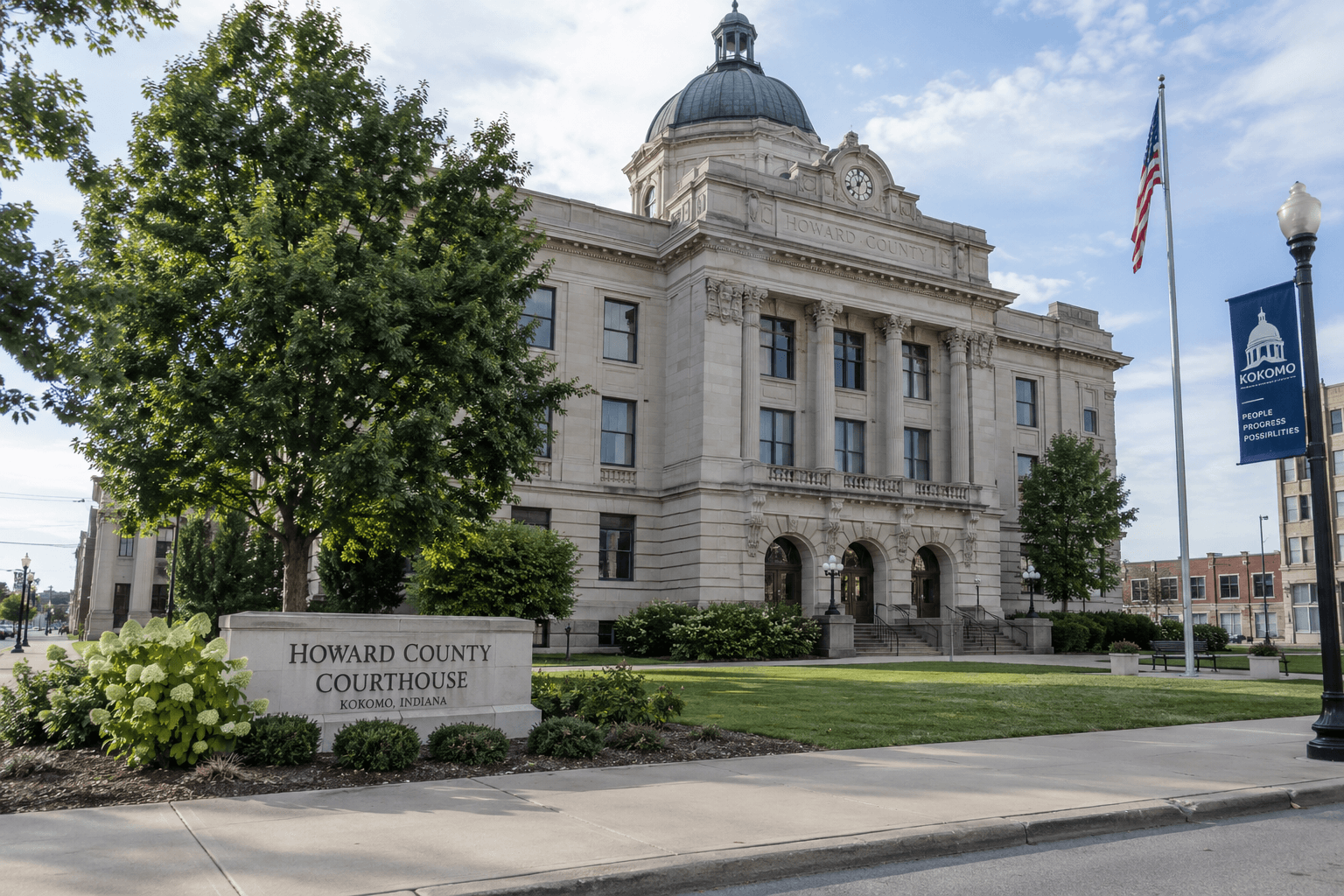 Howard County courthouse in Kokomo, relevant to legal deadlines and potential claims following the fatal crash.