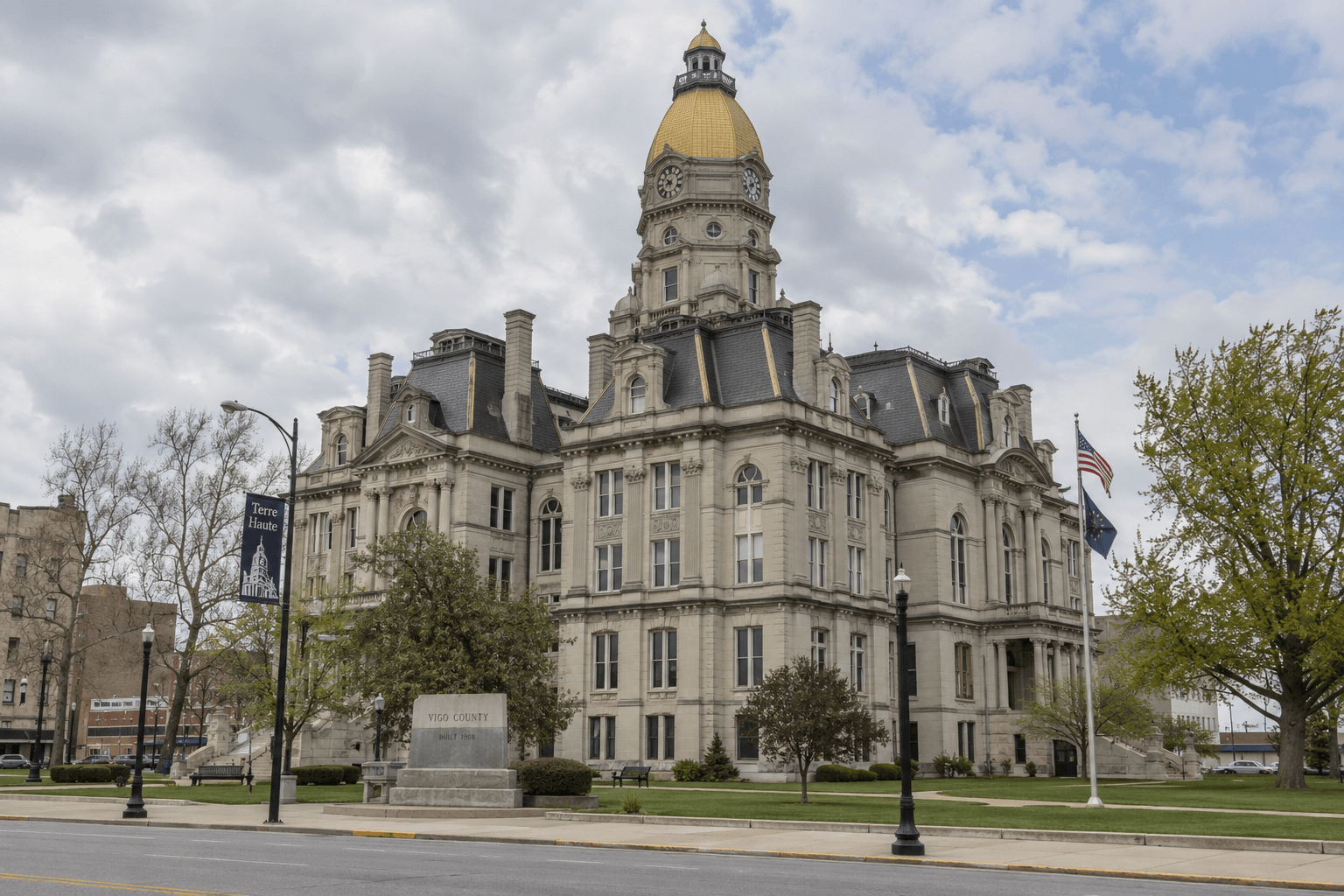 Vigo County courthouse in Terre Haute, representing the local court system relevant to an Indiana injury claim.