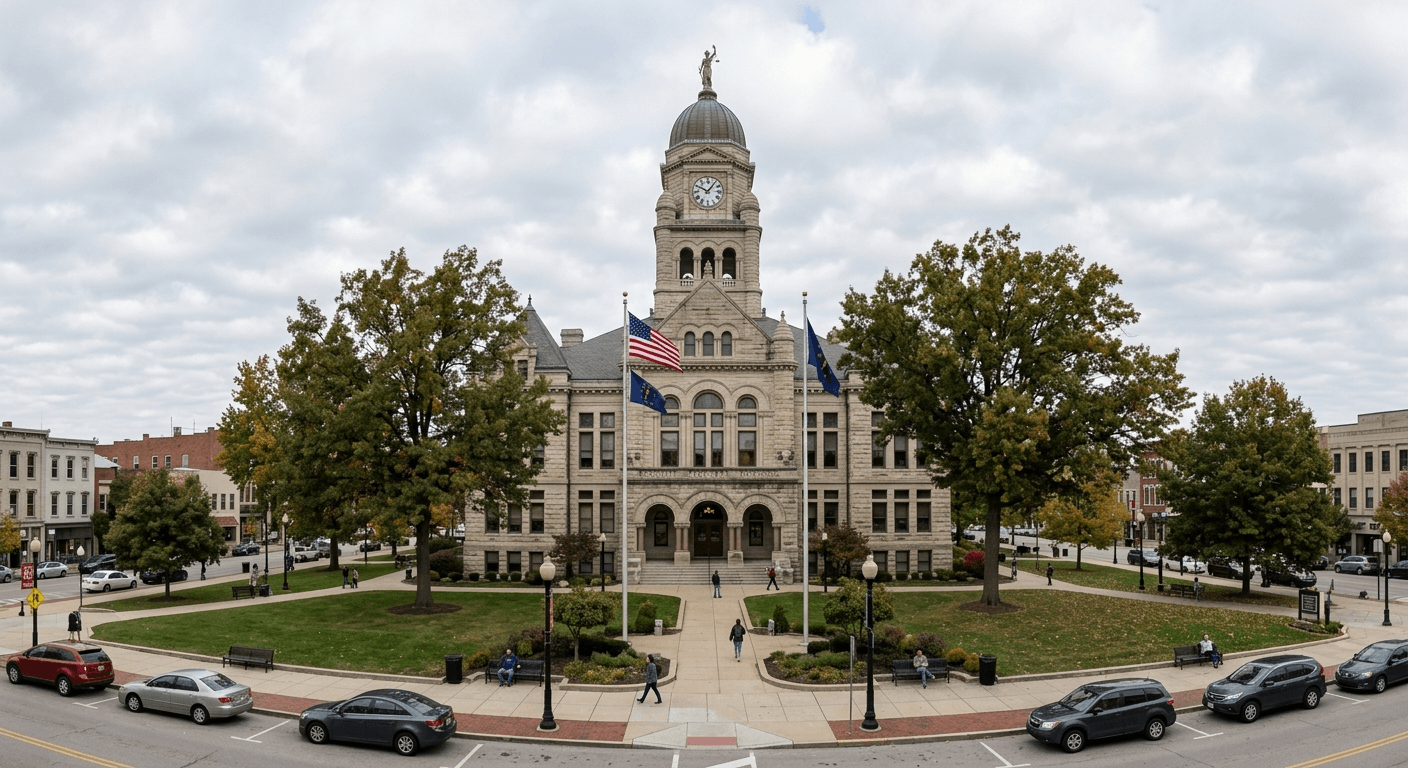 Monroe County courthouse setting in Bloomington, where criminal and possible civil proceedings may be handled.