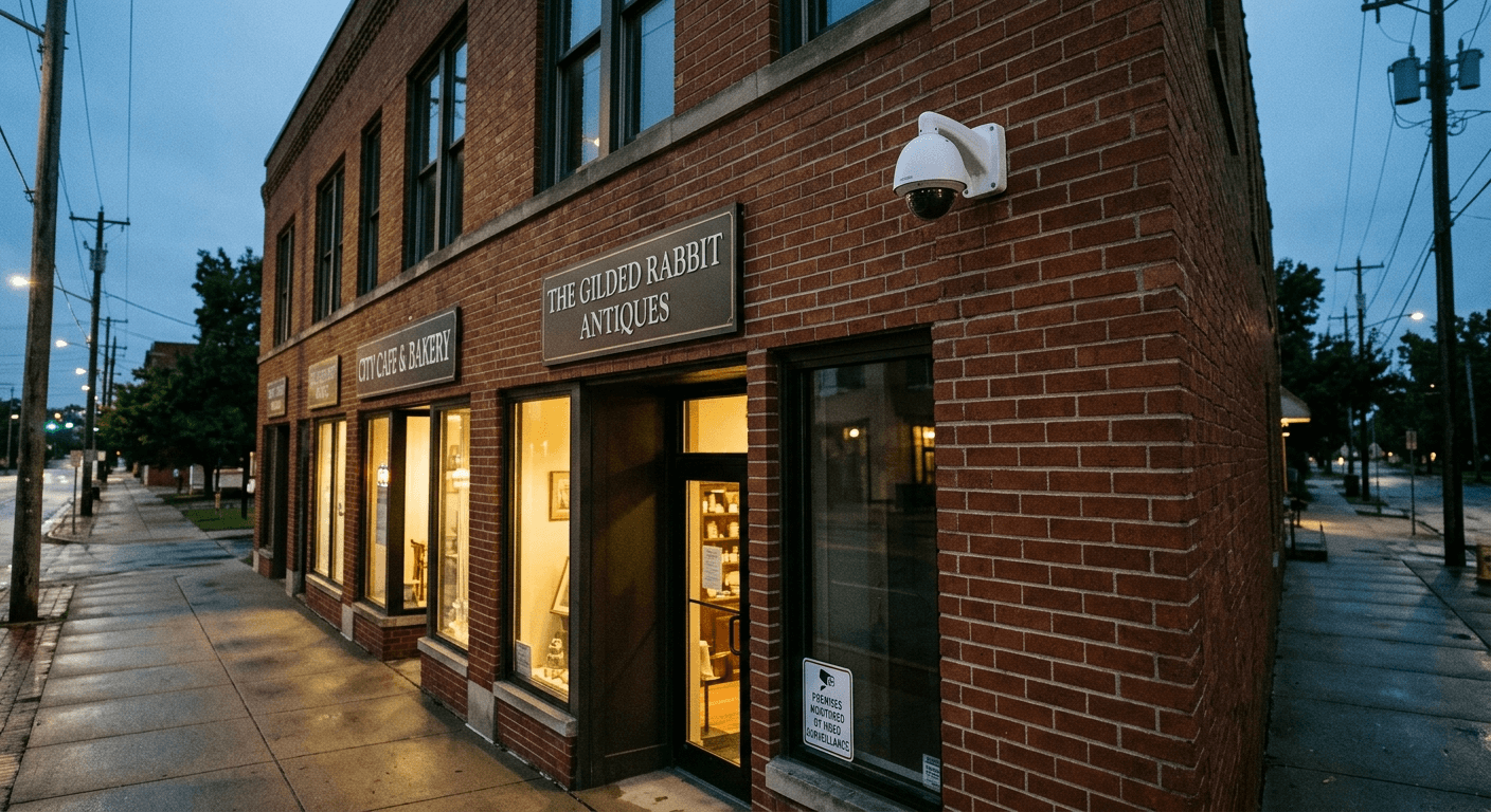 A business surveillance camera in downtown Fort Wayne, reflecting the video evidence police are reviewing after the fatal hit-and-run.