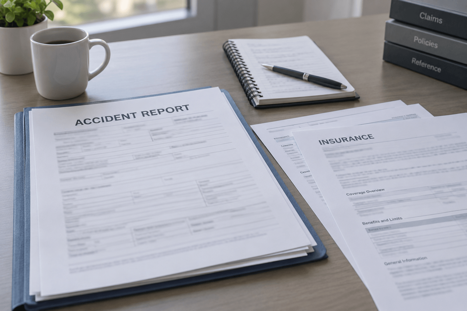 Organized crash records and insurance documents relevant to an Indiana injury or wrongful death investigation.