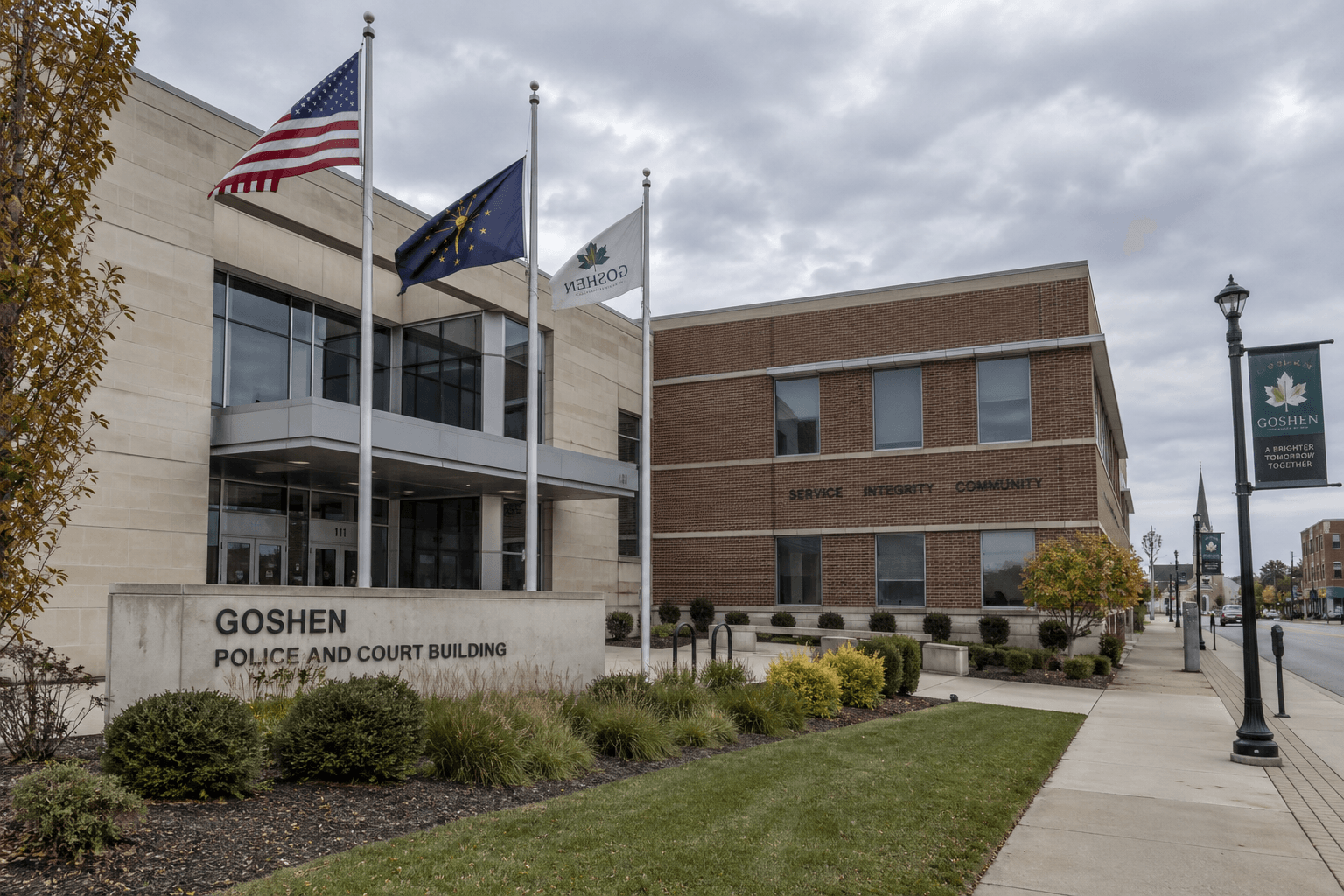 Goshen Police and Court Building in Elkhart County, where police are investigating the reported U.S. 33 hit-and-run.