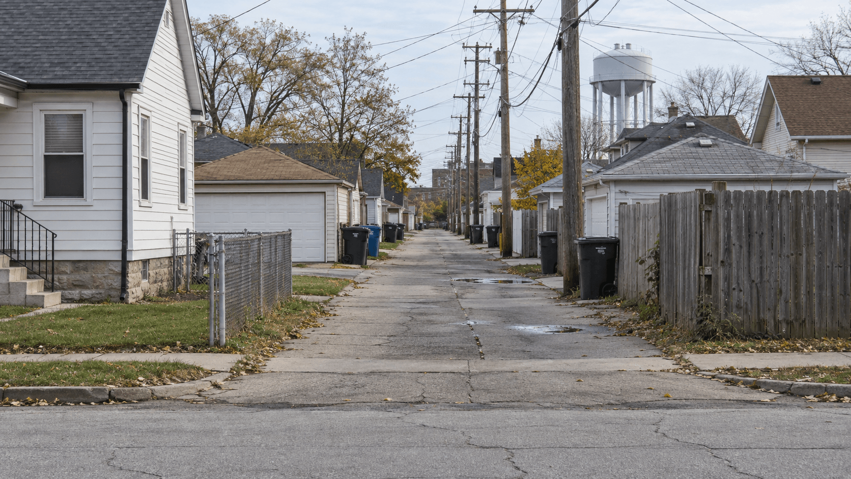 Residential alley setting in Hammond, Indiana, relevant to the investigation into the Truman Street shooting.