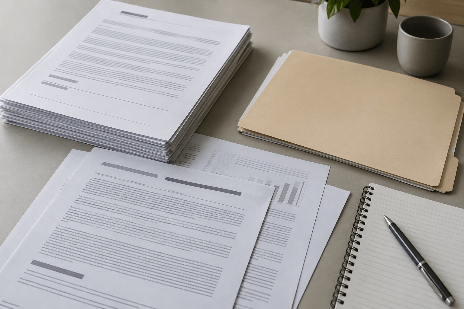 Organized records and notes representing documents families may preserve during a criminal investigation and possible civil claim.