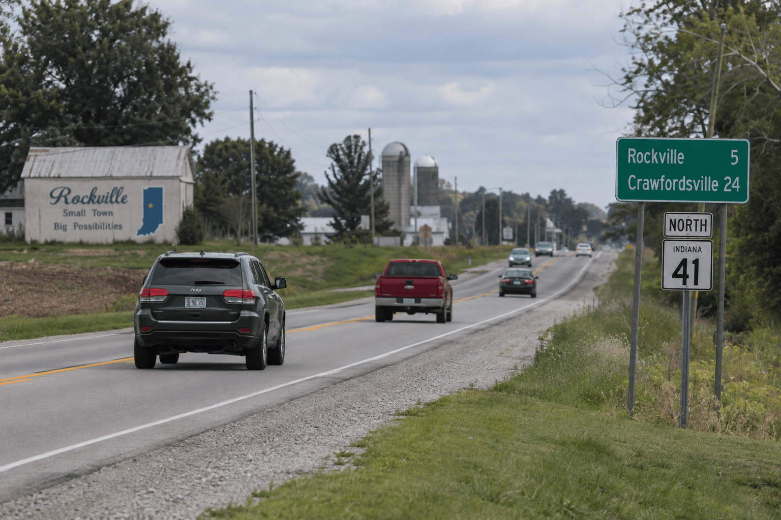 Highway setting near Rockville in Parke County, relevant to the reported U.S. 36 motorcycle crash.