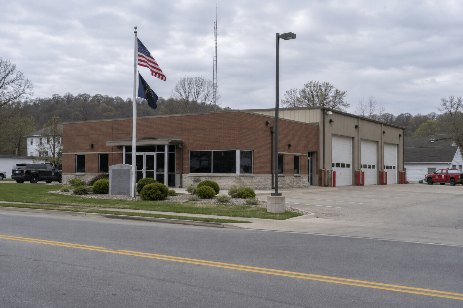 A public safety building in Dearborn County represents the ongoing investigation into the reported West Harrison stabbing.