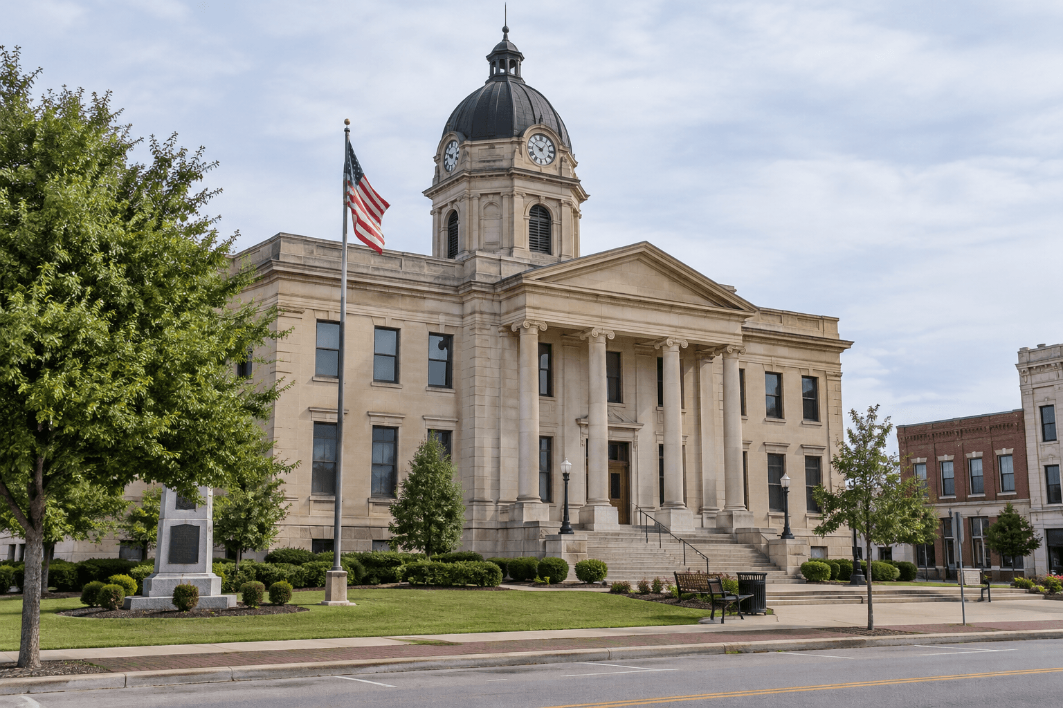 County courthouse exterior illustrating the separate criminal and civil proceedings that may follow an injury in Fulton County.