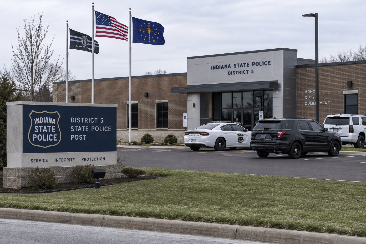 Indiana State Police office exterior representing the investigation of the I-65 crash in Lake County.