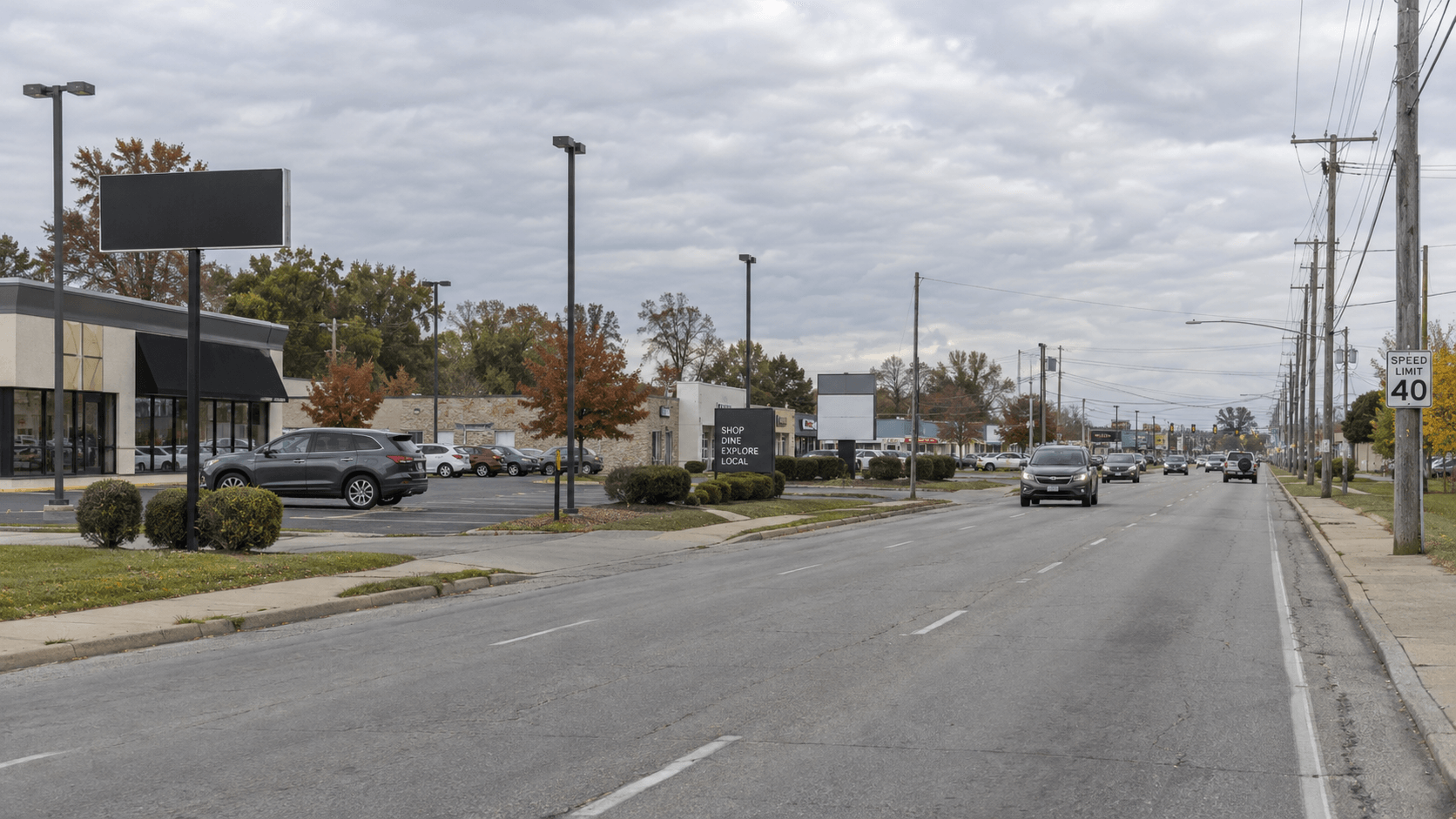 Commercial corridor on North Mitthoefer Road in Indianapolis, the area where the reported laundromat shooting occurred.