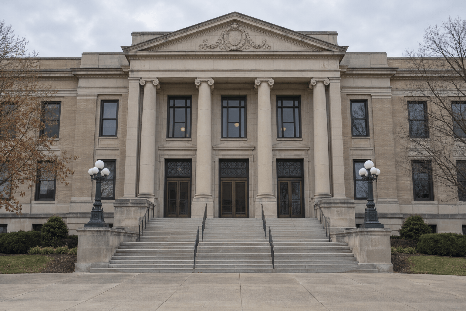 Indiana county courthouse exterior illustrating the separate criminal and civil proceedings that may follow a wrongful death.