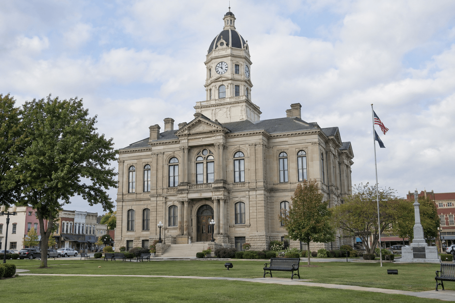 Jackson County courthouse exterior, representing the county where legal proceedings related to the Seymour train incident could occur.