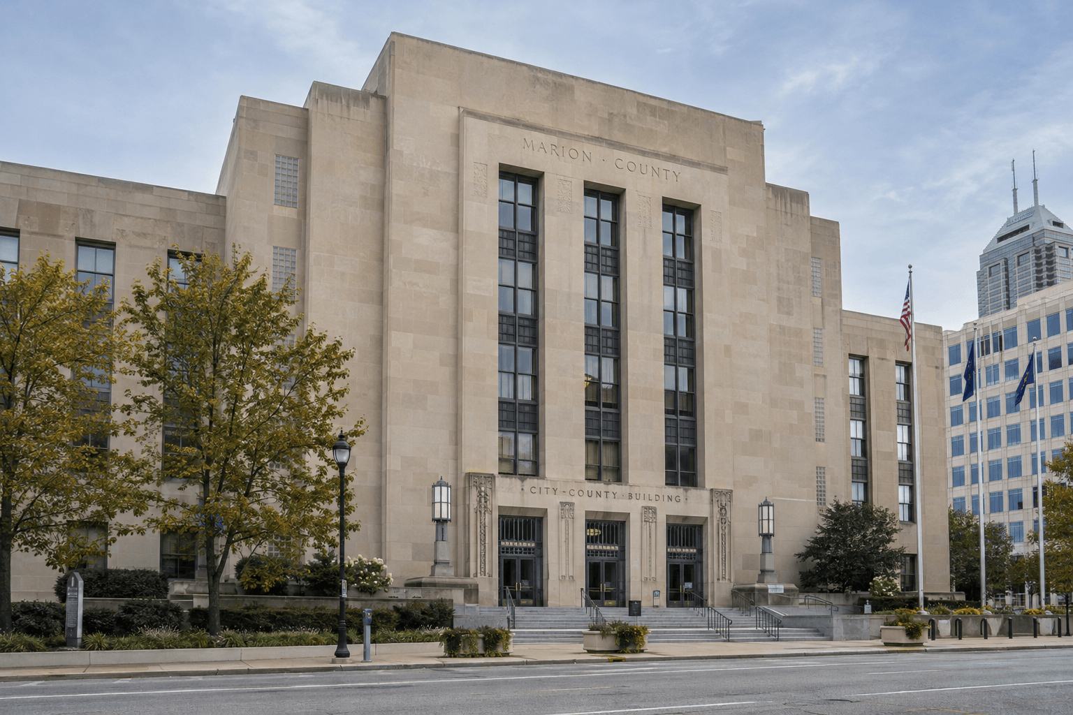 Marion County civic building in Indianapolis, representing the local agencies involved after the North Meridian Street death.