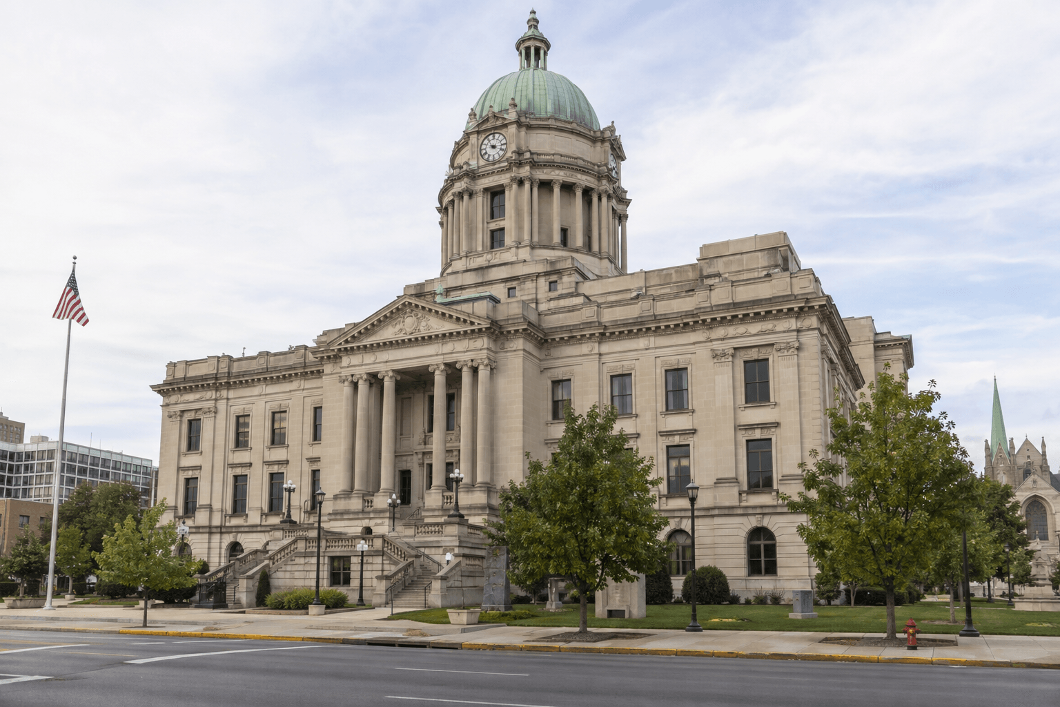 Vanderburgh County courthouse in Evansville, the county where the Stinson Avenue fire occurred.