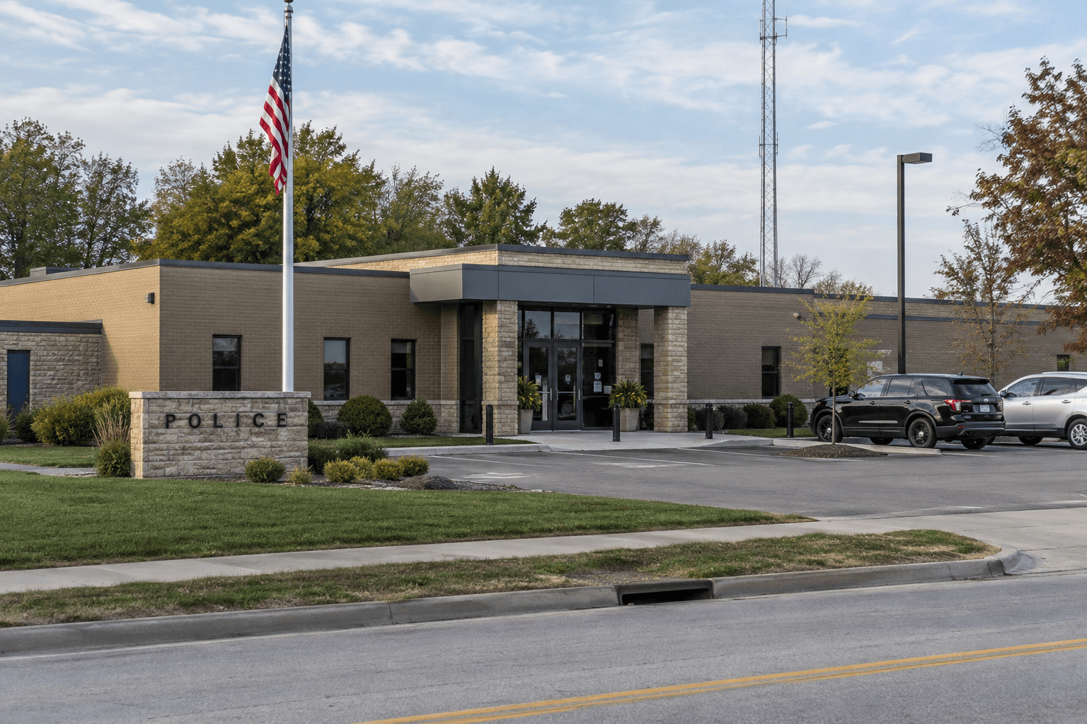 Police building in Warsaw representing the ongoing investigation of the Kosciusko County pedestrian crash.
