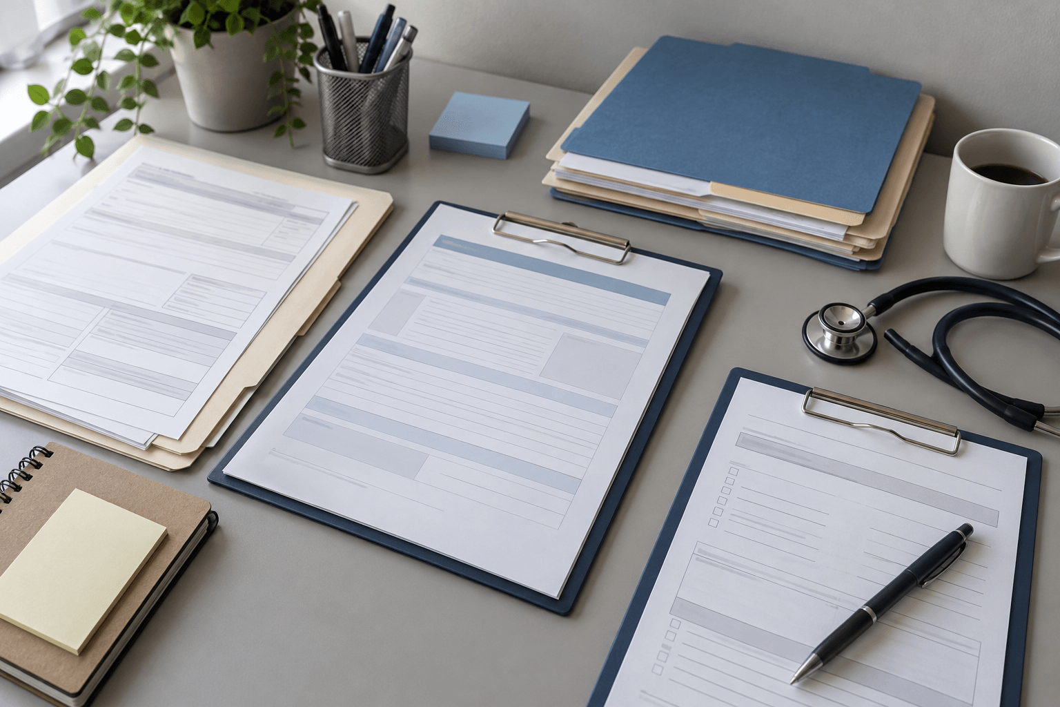 Generic medical and incident records illustrating documents that may matter after an assault injury in Indiana.