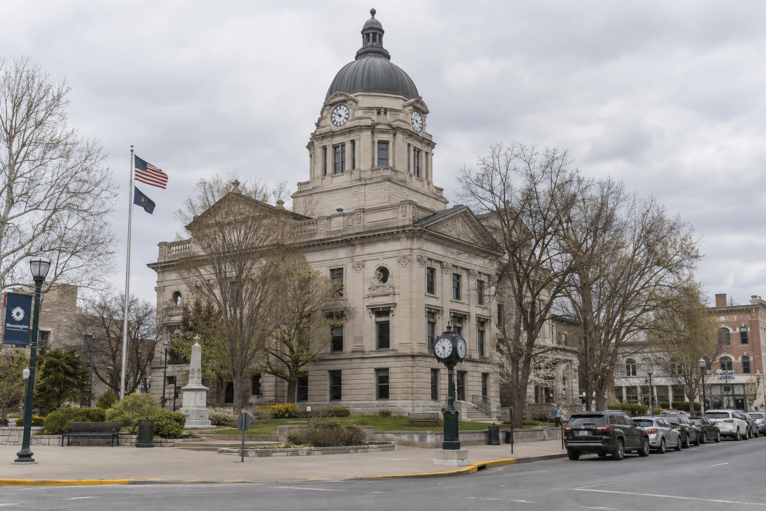 Monroe County courthouse in Bloomington, representing the local legal setting for an Indiana injury claim.