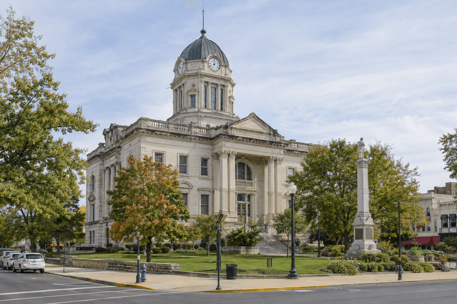 Monroe County courthouse in Bloomington, showing the local legal setting relevant to the reported child care injury.