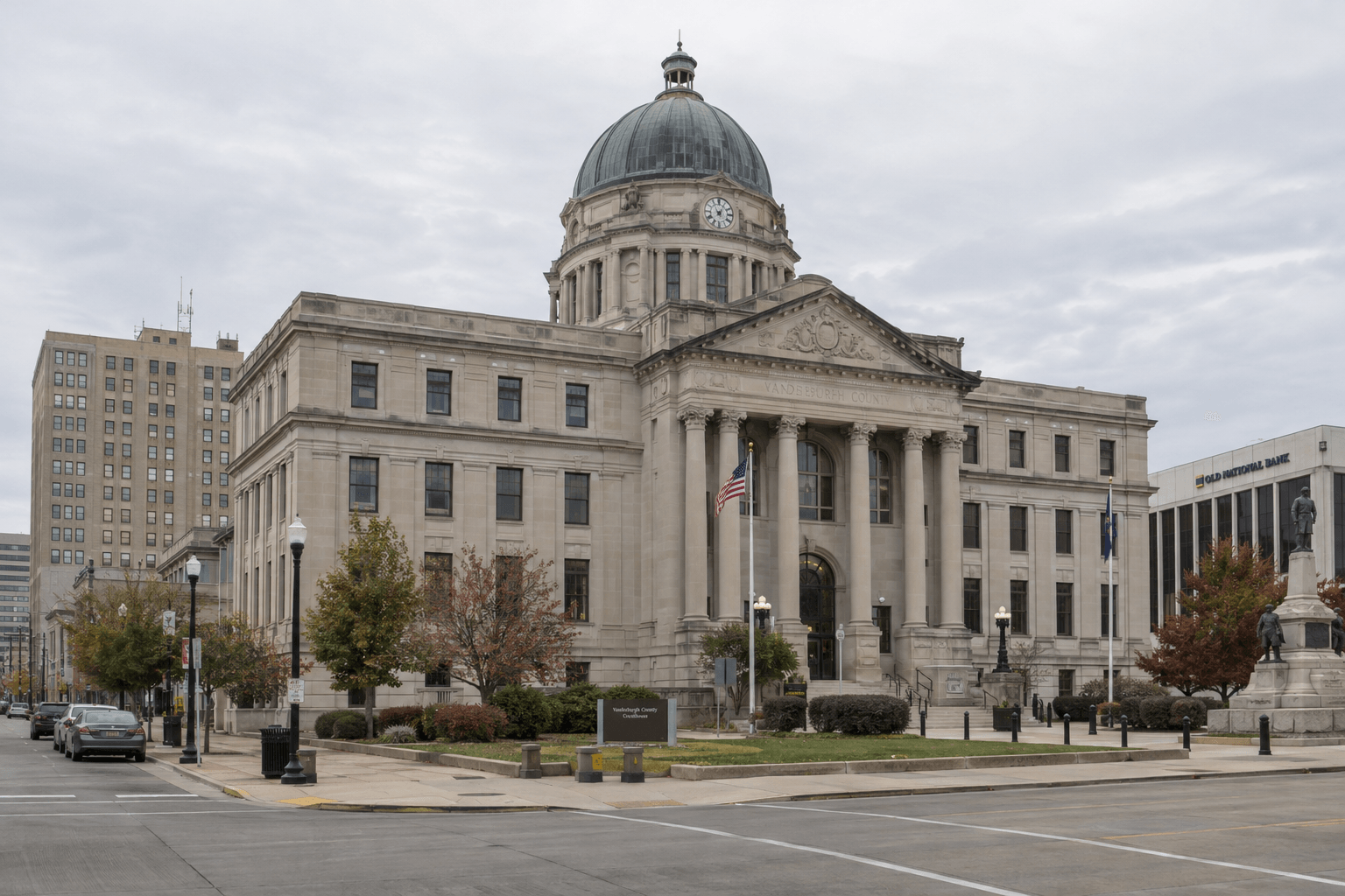 Vanderburgh County courthouse in Evansville, relevant to Indiana filing and venue questions after an injury.