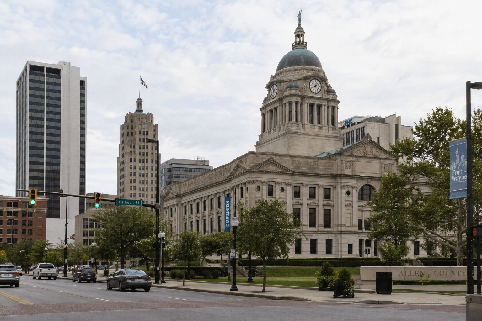 Fort Wayne and Allen County civic setting relevant to the investigation and possible court proceedings following the fatal apartment shooting.