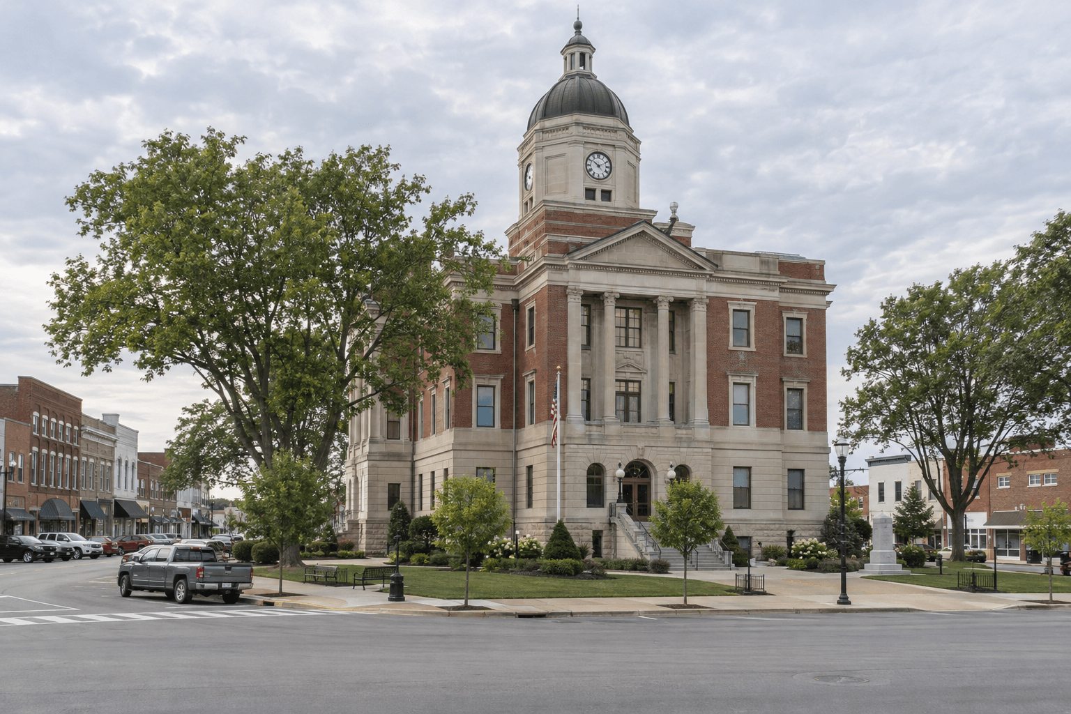 Indiana county courthouse exterior representing filing deadlines and legal issues after a Decatur County dog bite.