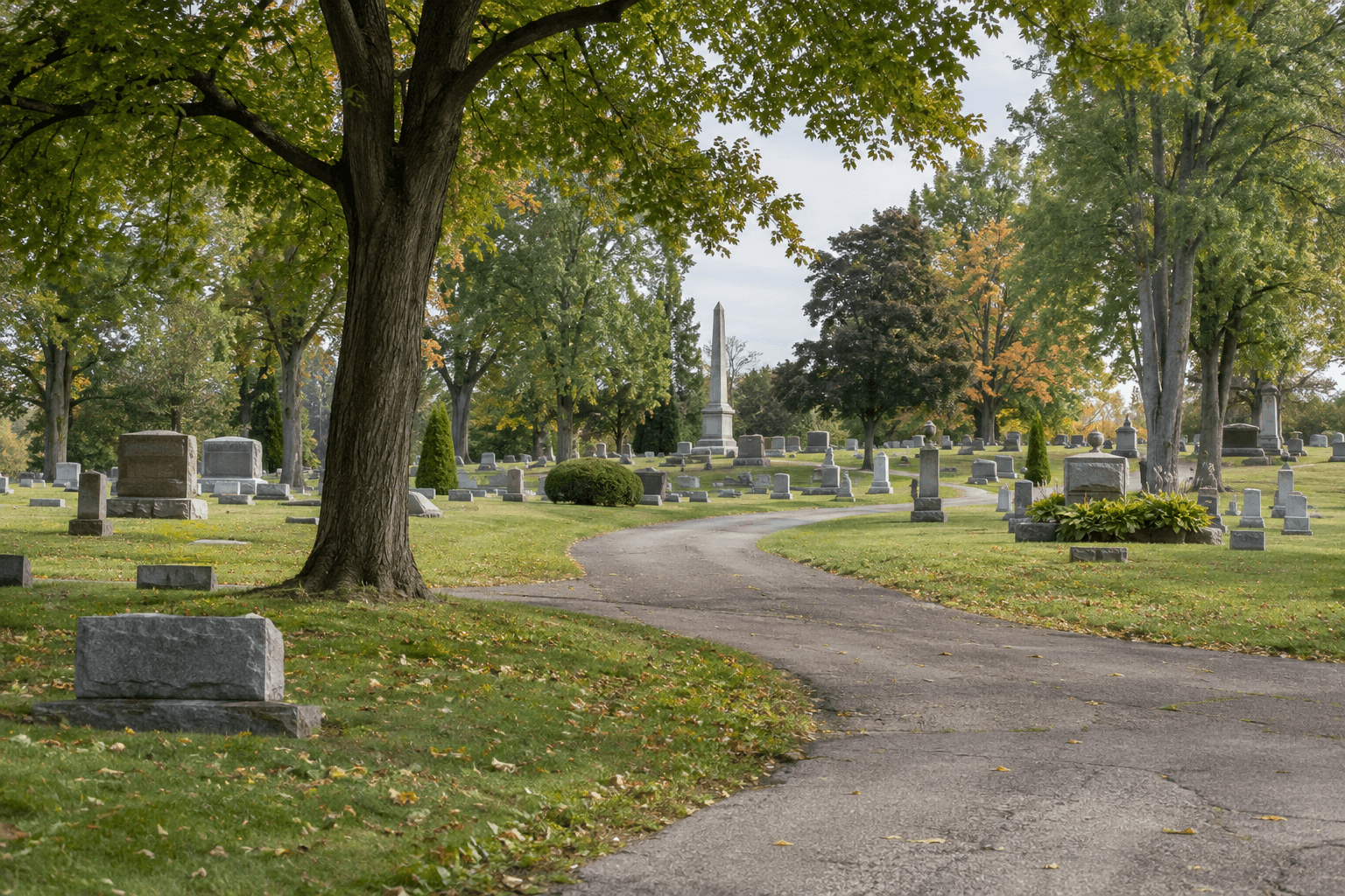 A quiet cemetery setting in Connersville, relevant to one of the 2022 deaths involved in the criminal case.