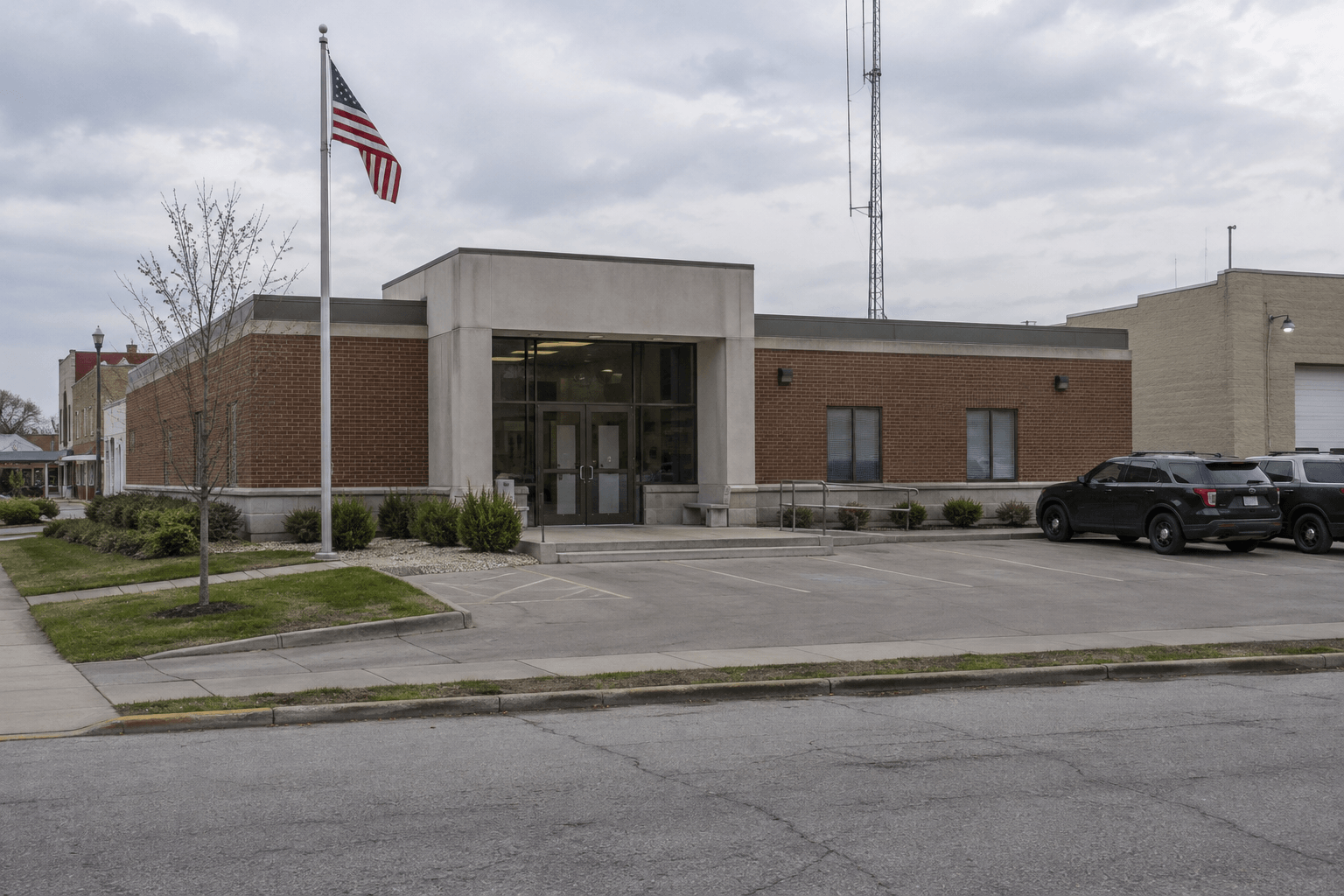 Indiana police building exterior representing the agency investigation into the Warsaw hit-and-run.
