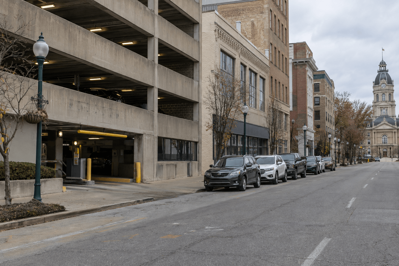 Parking garage entrance near the 600 block of Wabash Avenue in downtown Terre Haute, Vigo County.