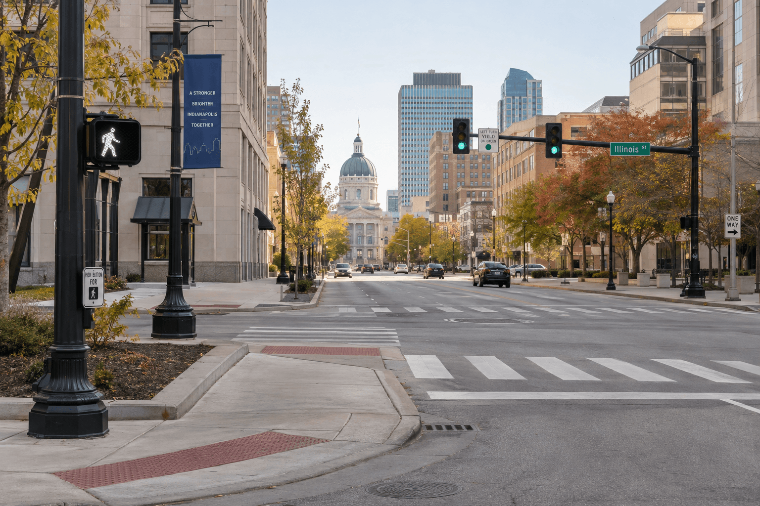Indianapolis intersection setting relevant to the pedestrian crash investigation in Marion County.