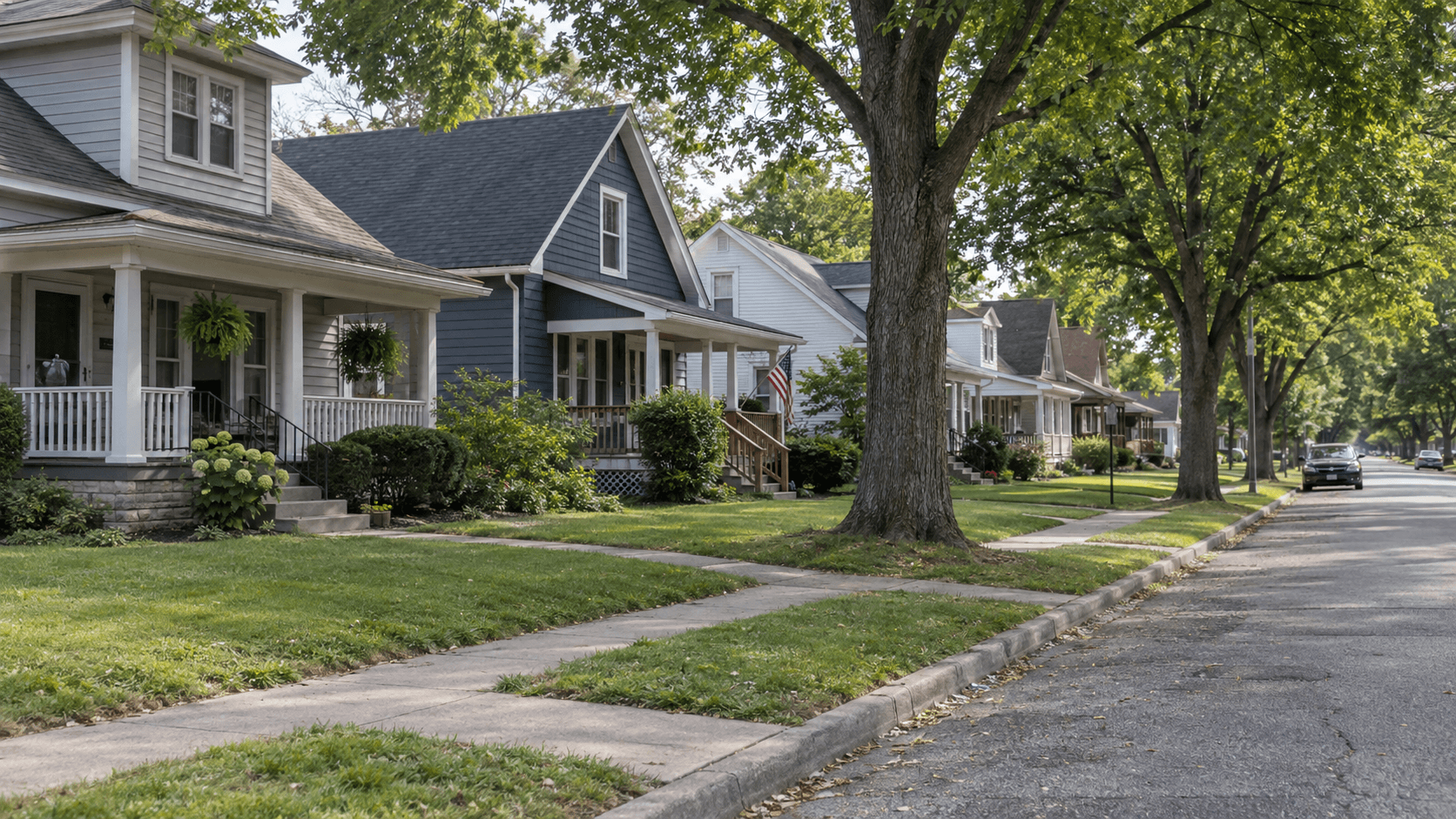 College Street neighborhood near Muessel Grove Park in South Bend, the area where the reported house fire occurred.