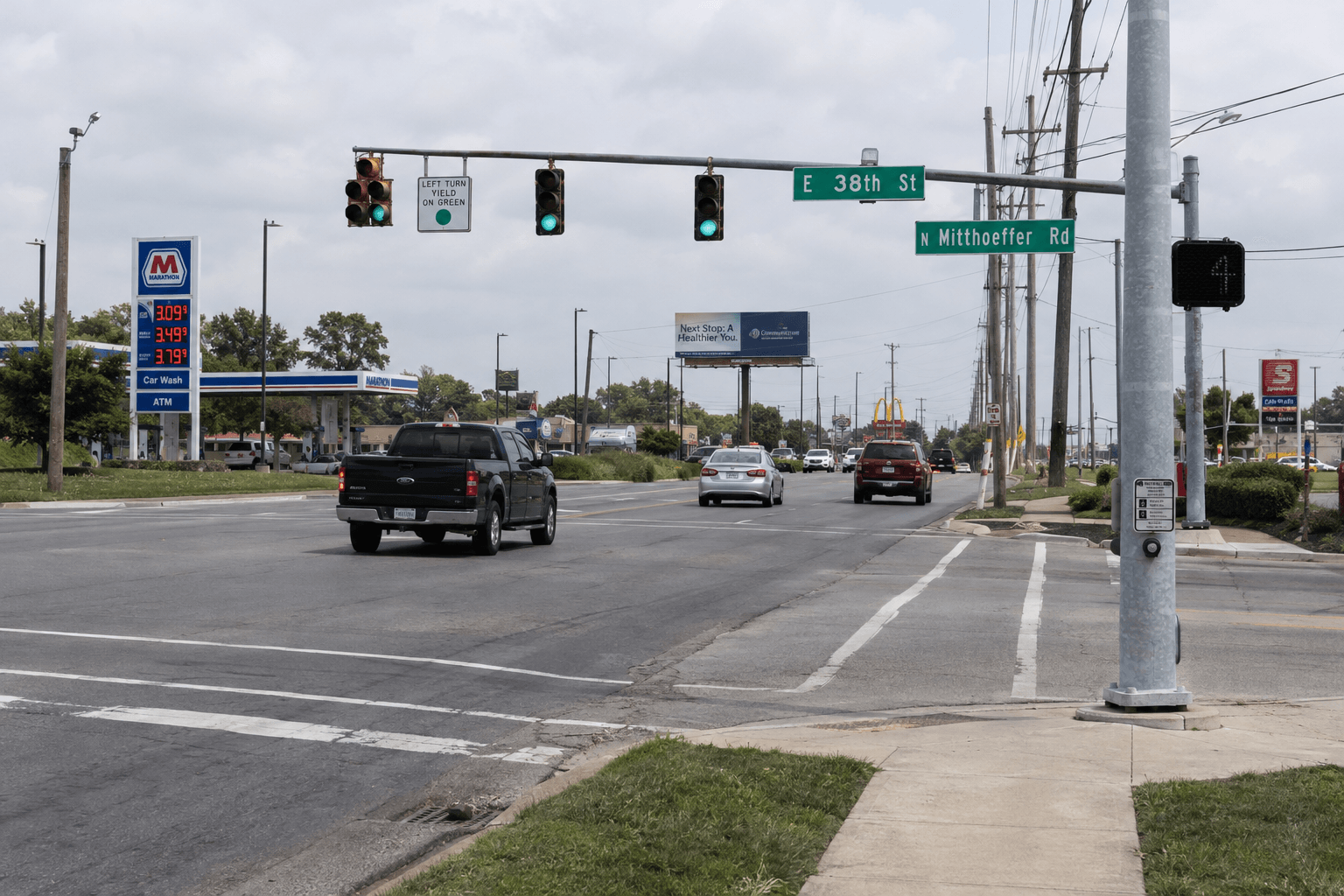 Intersection area at E. 38th Street and N. Mitthoeffer Road in Indianapolis, where police investigated a fatal altercation.