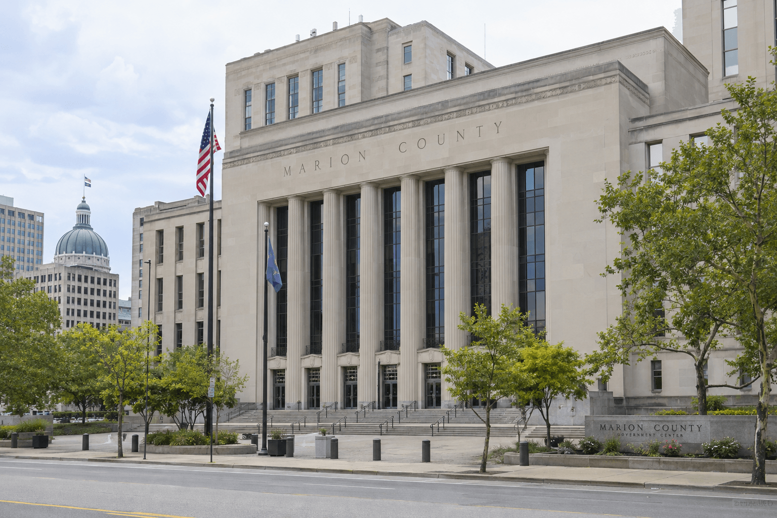 Marion County civic building in Indianapolis, representing the local setting for legal proceedings connected with an incident in the county.