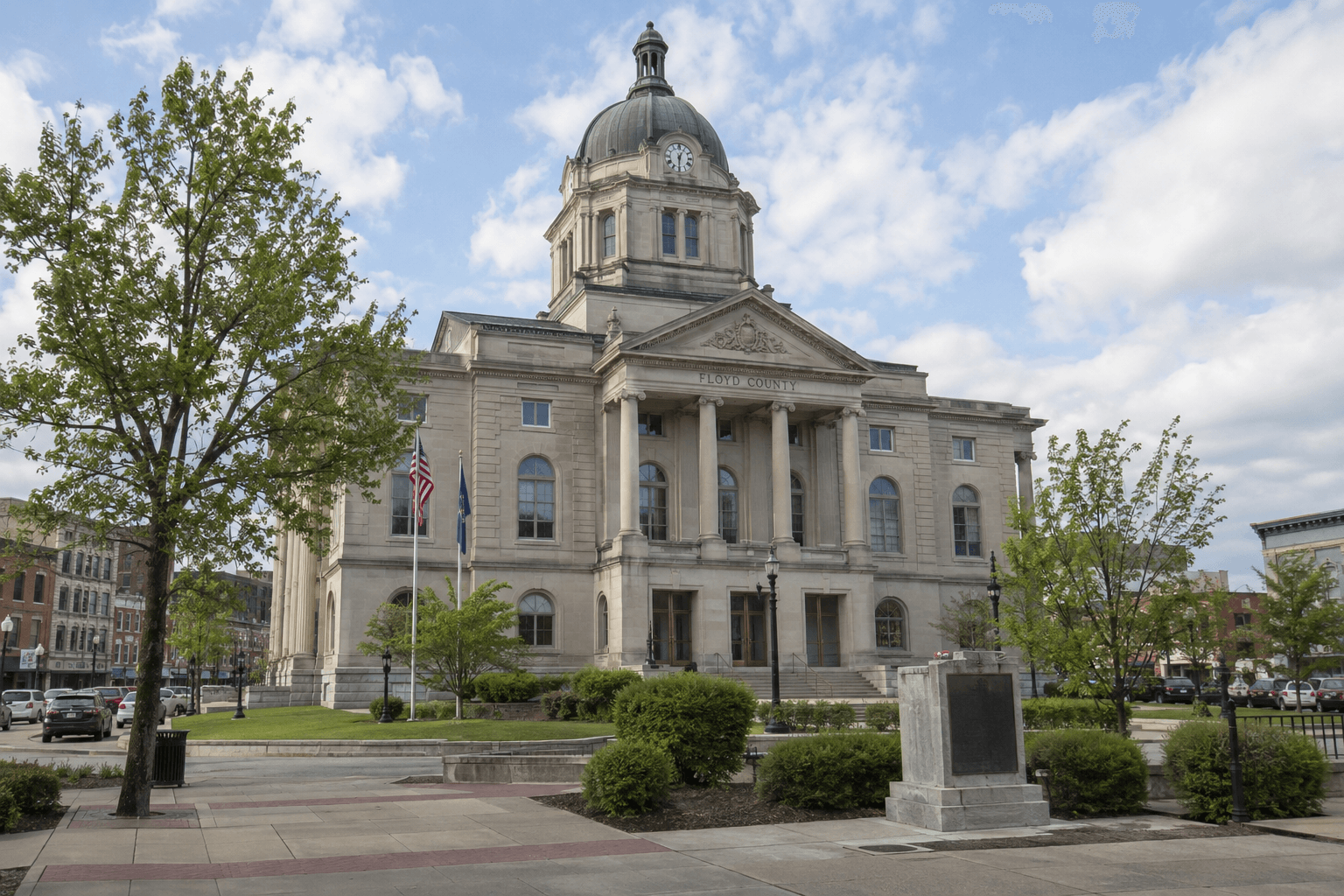 Floyd County courthouse setting in New Albany, relevant to potential Indiana civil claims arising from the workplace incident.