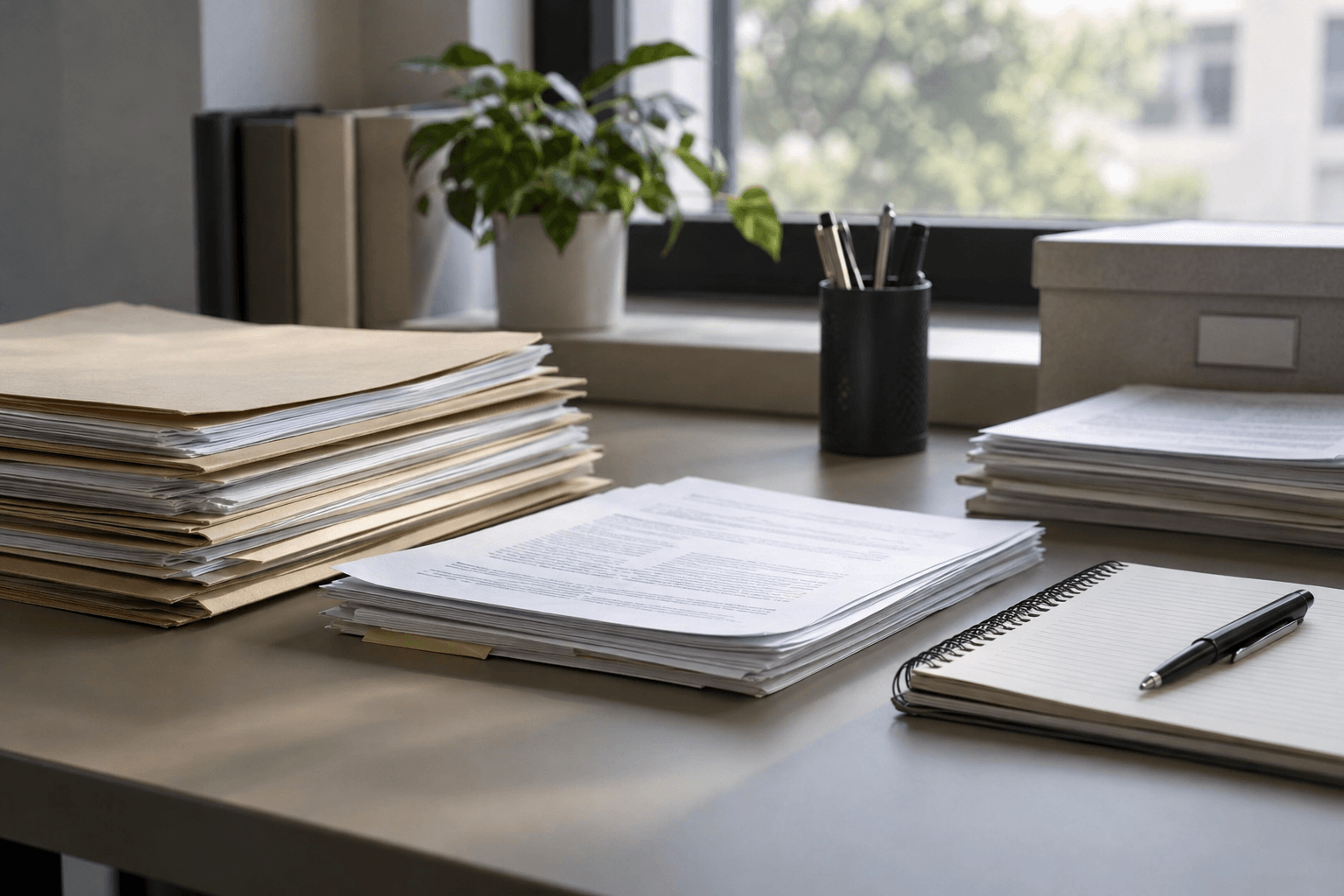 Organized notes and public-records paperwork representing documents families may preserve during an Indianapolis death investigation.