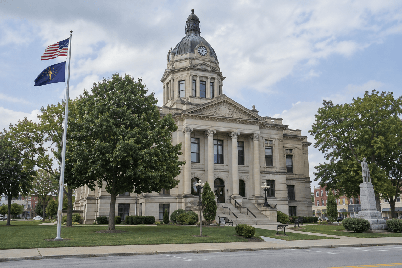Indiana county courthouse exterior representing filing and deadline issues after a Fulton County bicycle crash.