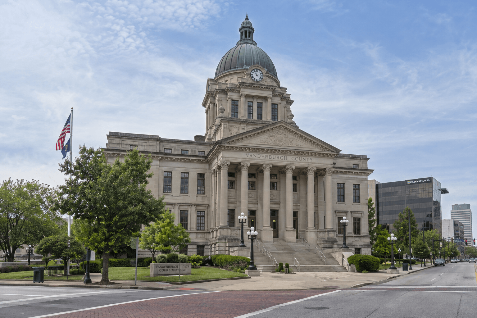 Vanderburgh County courthouse in Evansville, relevant to the criminal sentencing and possible civil proceedings.