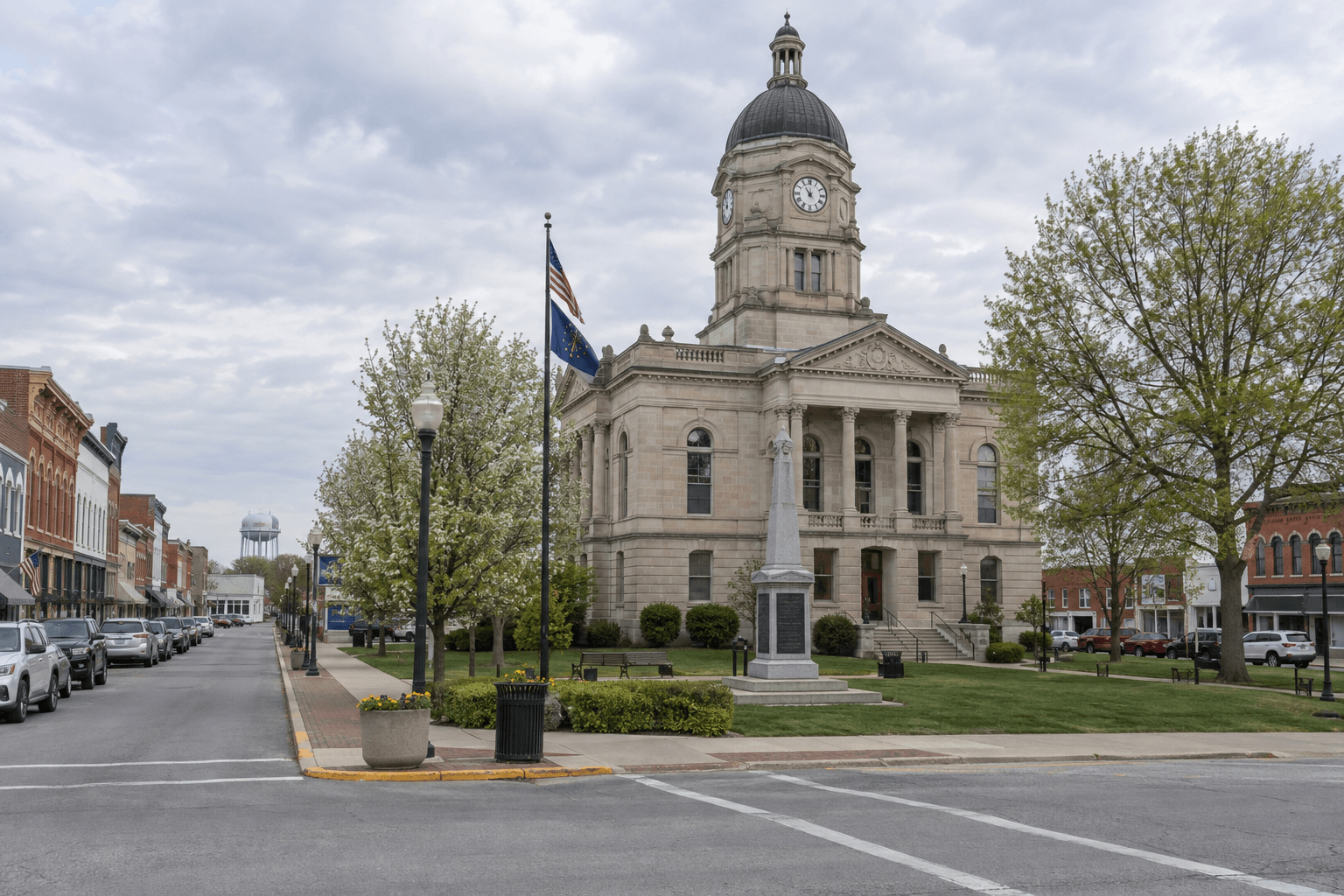 Indiana county courthouse exterior representing the Kosciusko County legal setting for a Warsaw injury claim.