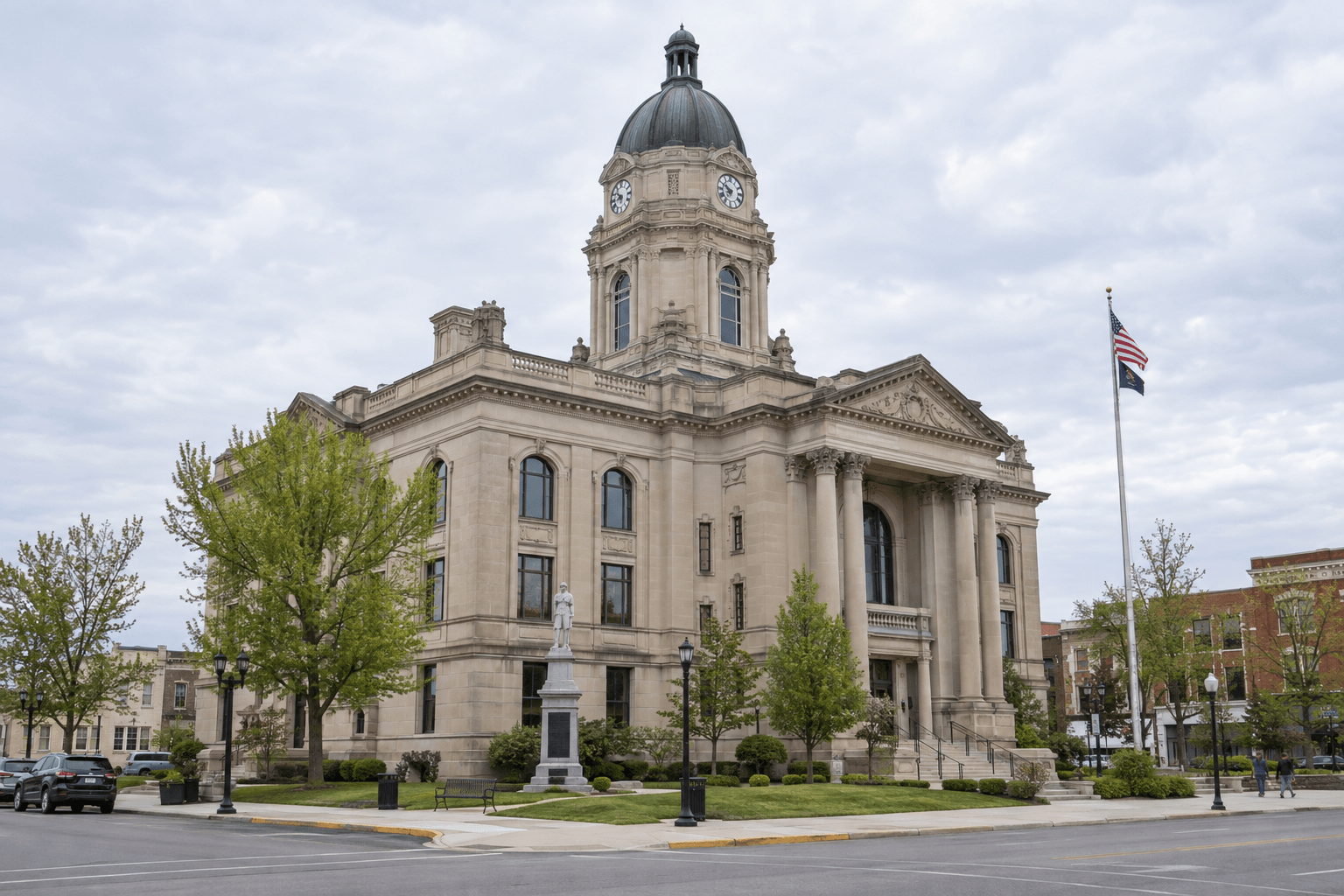 County courthouse setting in Columbus, Indiana, relevant to a possible Bartholomew County civil injury claim.
