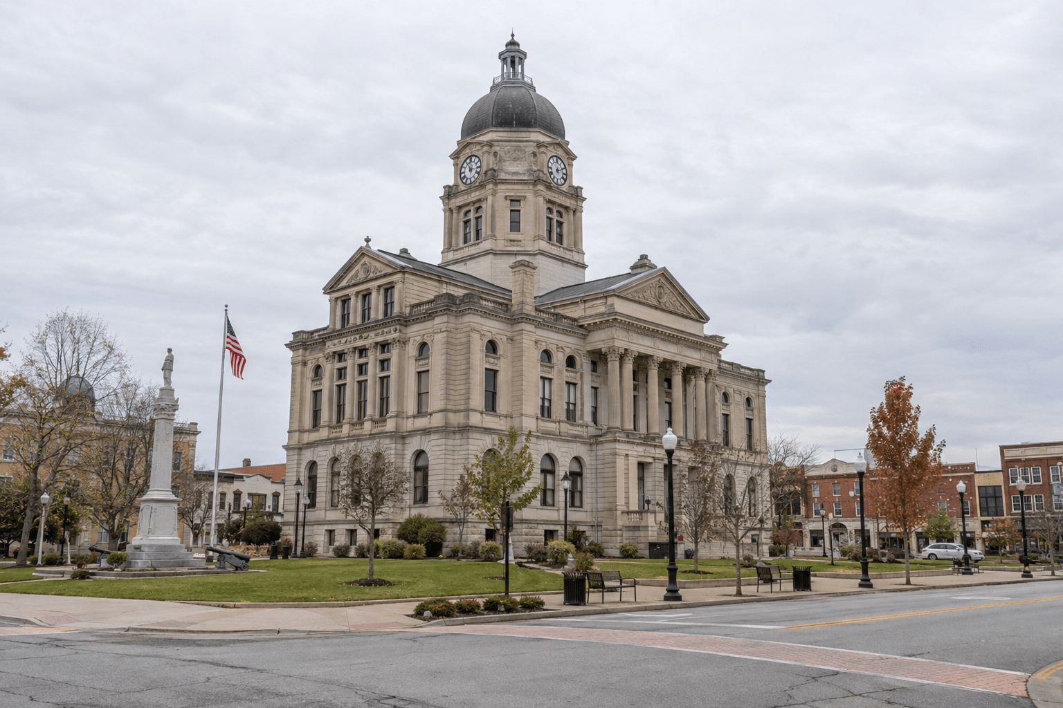 Henry County courthouse exterior representing the local court jurisdiction for a crash in Knightstown, Indiana.