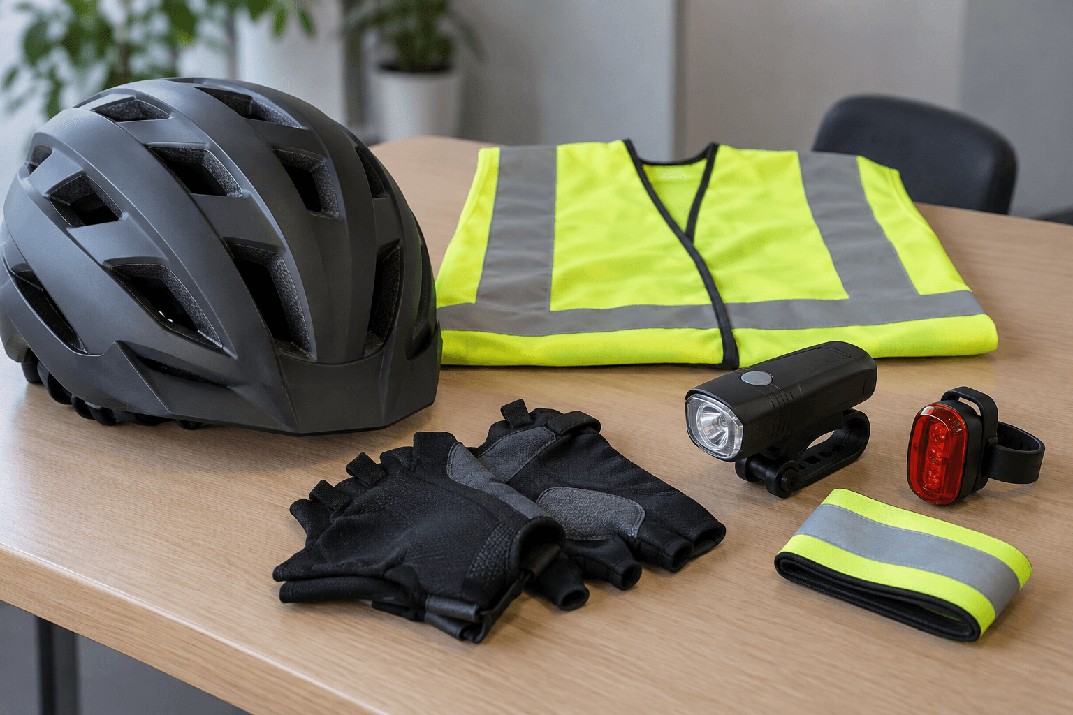 E-bike helmet and safety gear illustrating evidence that may be preserved after the Utica Pike crash near Jeffersonville.
